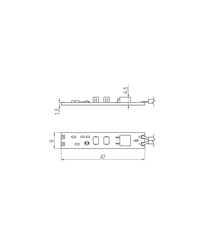 Włącznik dotykowy do profili led W09 z przewodem 2m, 12V, max 60W, z taśmą klejącą tworzywo sztuczne