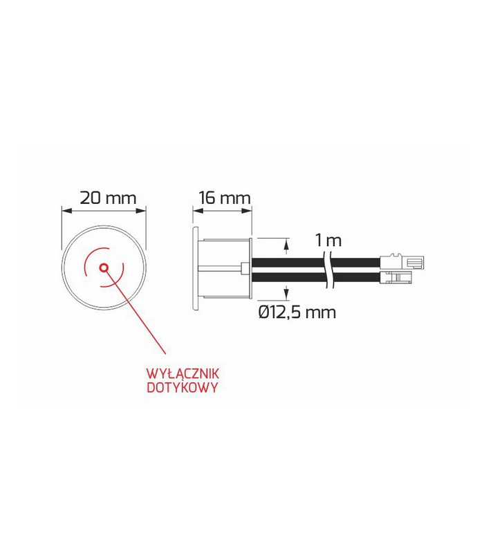 Wyłącznik sensorowy CHROM, 12VDC, 36W, przewody po 1m (włącznik ściemnialny)