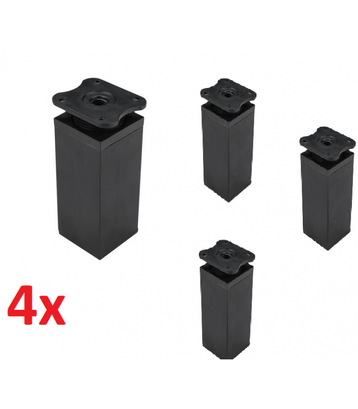 4x Nóżka meblowa czarna H-100 pod szafkę