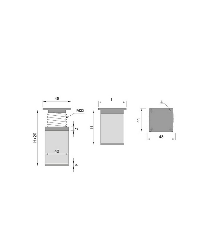 4x Nóżka meblowa czarna H-100 pod szafkę