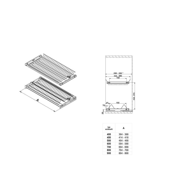 Ociekarka do szafki 450mm BIAŁA