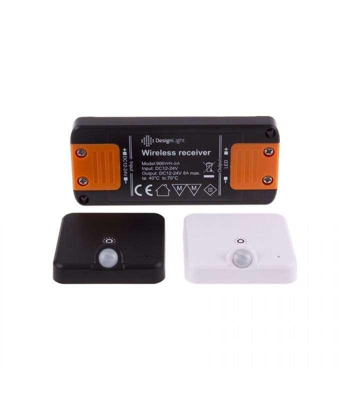 DELI 2 - bezprzewodowy zestaw PIR do szaf ze ściemniaczem BIAŁY