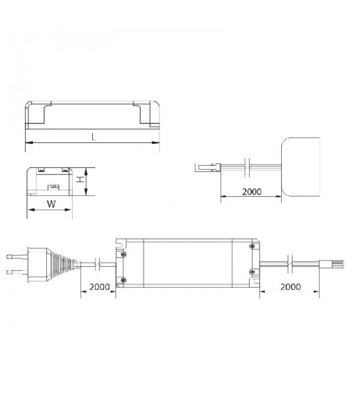 Zestaw zasilający PRO 7W z przewodami bez włącznika i dystrybutorem 6x mini amp