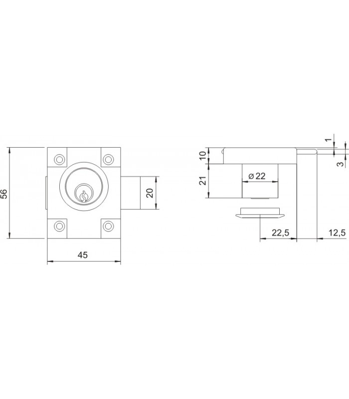 Zamek meblowy LOB ZMB1