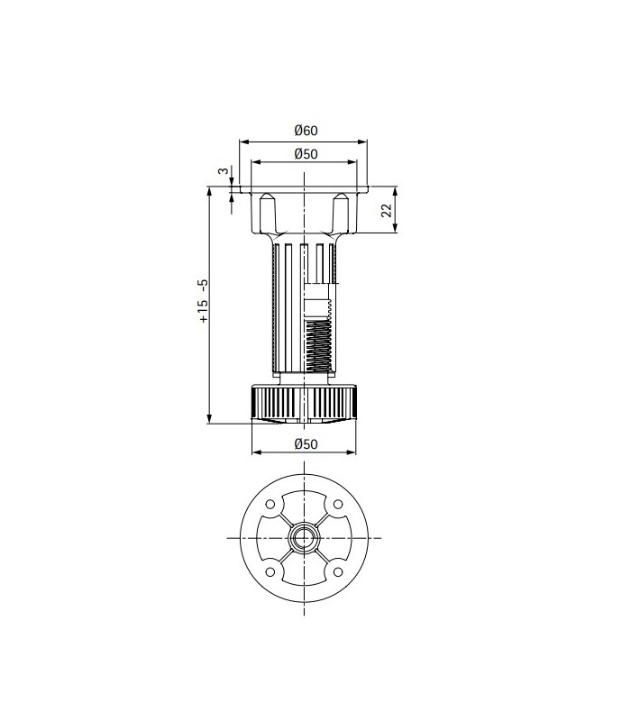 VOLPATO nóżka H-150mm 2-częściowa 400 kg /opk. 200 szt