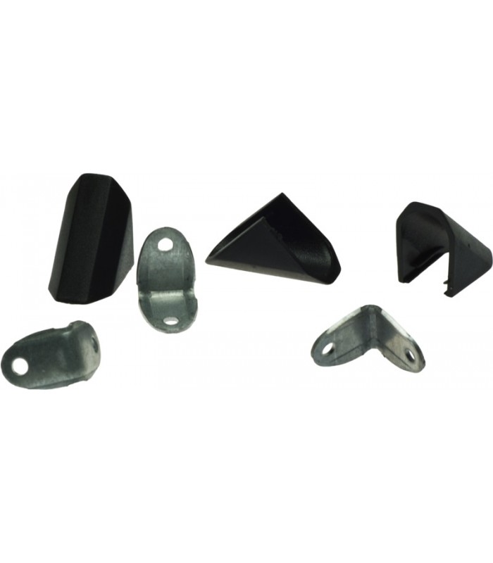 Kątownik CZARNY/50szt. metalowy z otworem na wkręt fi 4 + osłonka z tworzywa