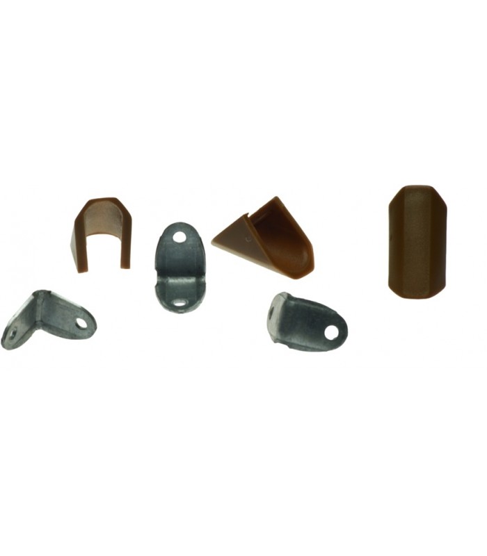 Kątownik BRĄZ/50szt. metalowy z otworem na wkręt fi 4 + osłonka z tworzywa