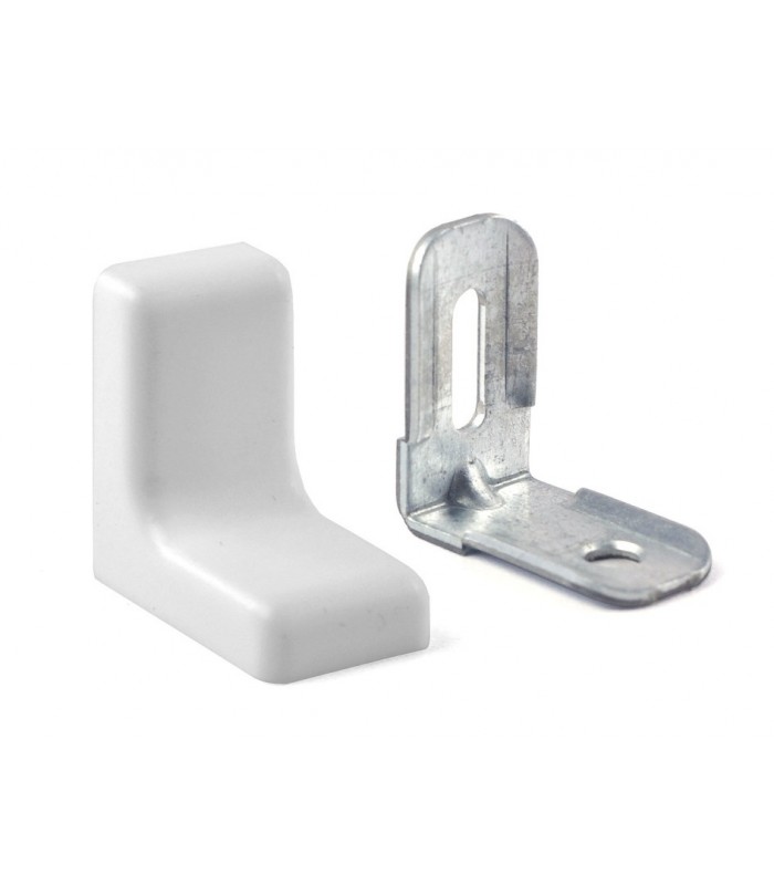 Kątownik meblowy BIAŁY metal+płytka
