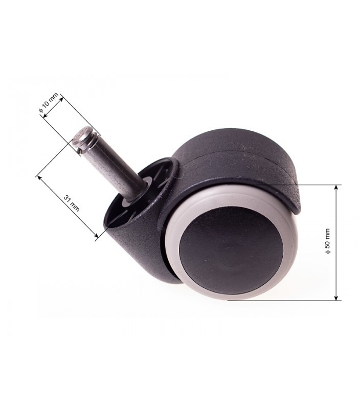 Kółko fi10 obrotowe gumowane do fotela (trzpień wąski/wyższy)