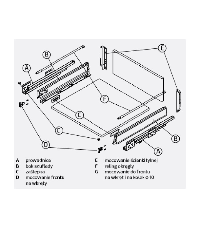 MATRIX S + mocowanie ścianki tylnej + reling okrągły/bok