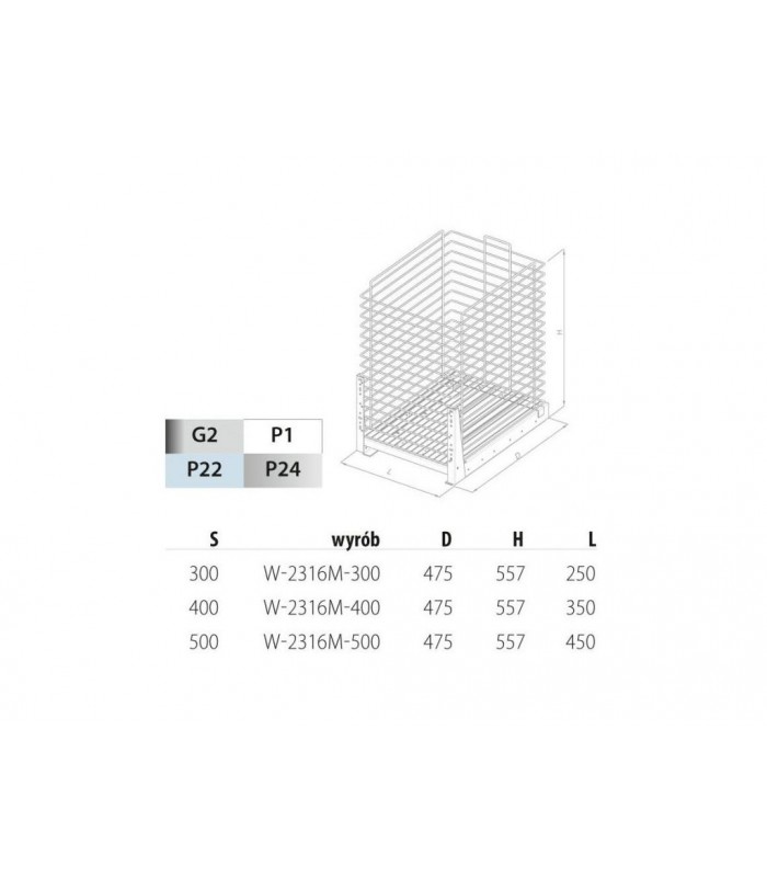 cargo DO BIELIZNY 1-poziomowe 300mm srebrny