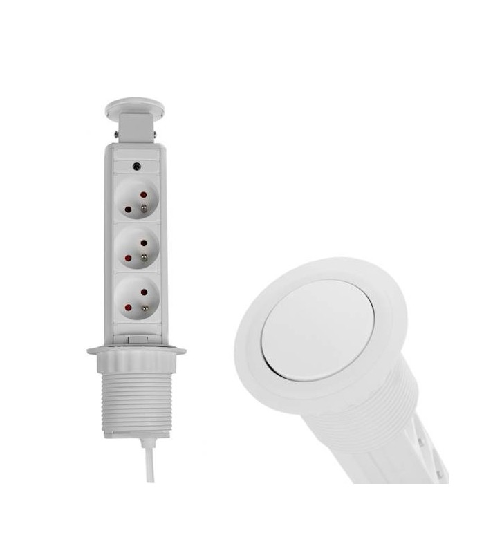 LIFT BOX biały fi60mm, 3x gniazdo z bolcem, przewód 1,5m