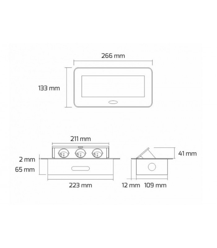 KOMBIBOX czarny 1,5m przewód zasilający, 2 x gniazdo z bolcem + 2USB 5VDC 2,1A,