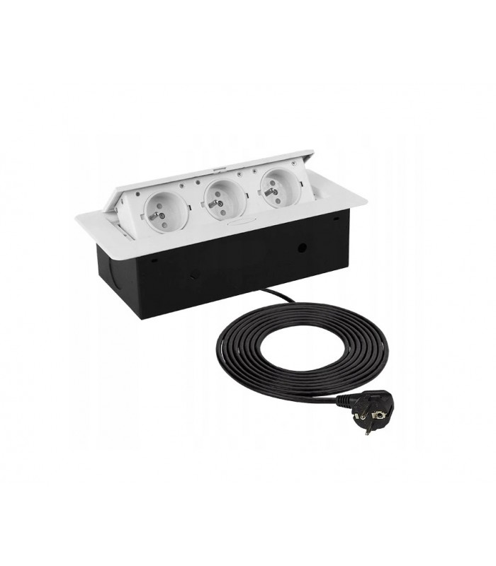 KOMBIBOX UZBROJONY biały, 1,5m przewodu zasilającego, 3 x gniazdo z bolcem, model nr 1