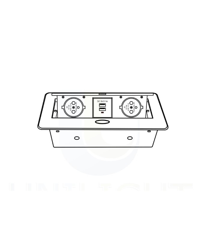 KOMBIBOX biały 3m przewód zasilający, 2 x gniazdo z bolcem + 2USB 5VDC 2,1A,