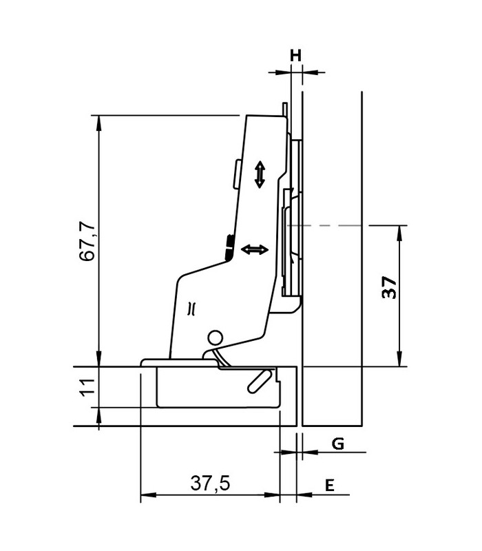 Zawias wpuszczany 110° Metalla+ 311 45/9.5