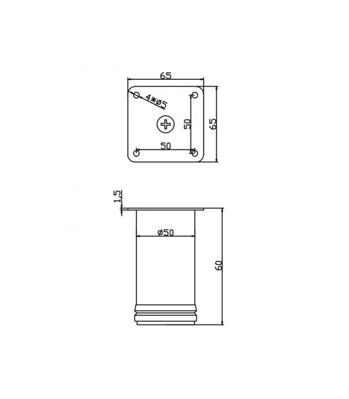 Nóżka DN-795 H-60mm CZARNA