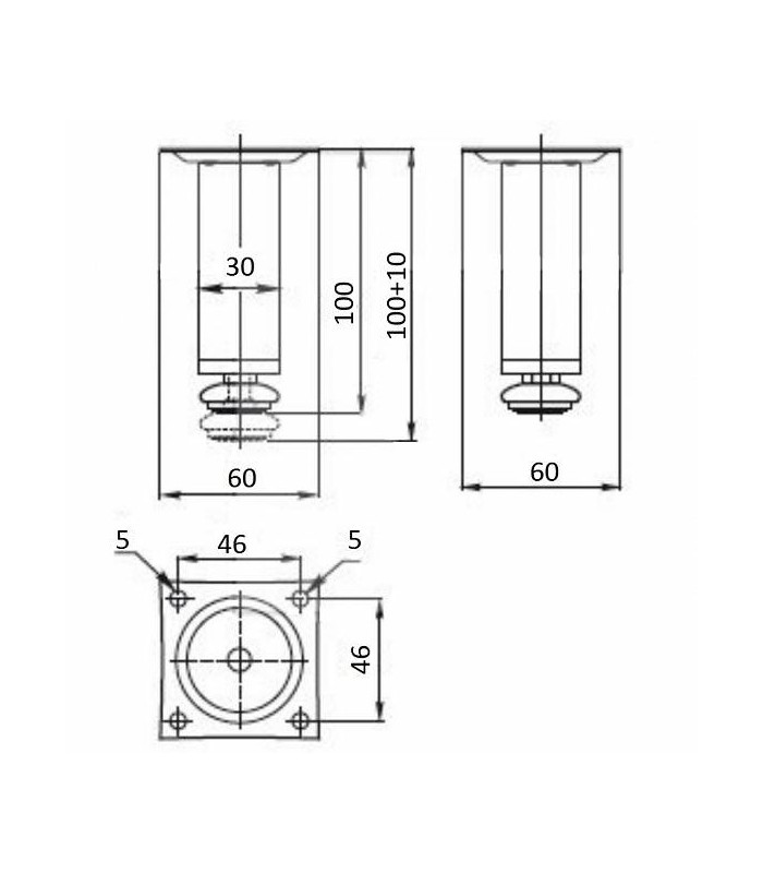 Nóżka okrągła H-100mm INOX