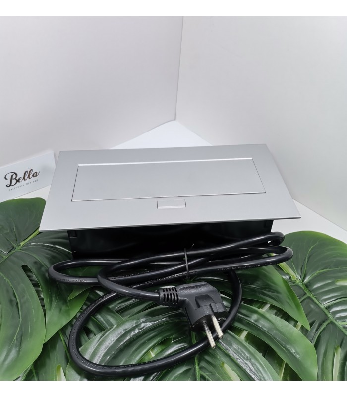 Przedłużacz aluminium 3x gniazdo z uziemieniem, kabel zasilający z wtyczką