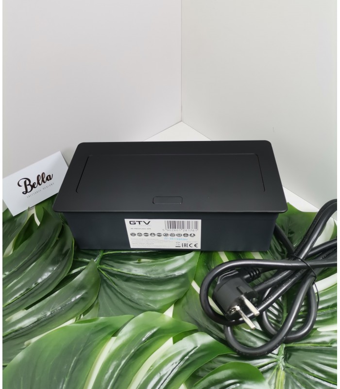 Przedłużacz SOFT czarny 2x gniazdo z uziemieniem, USB 2,1A, kabel zasilający z wtyczką, NOWY PANEL