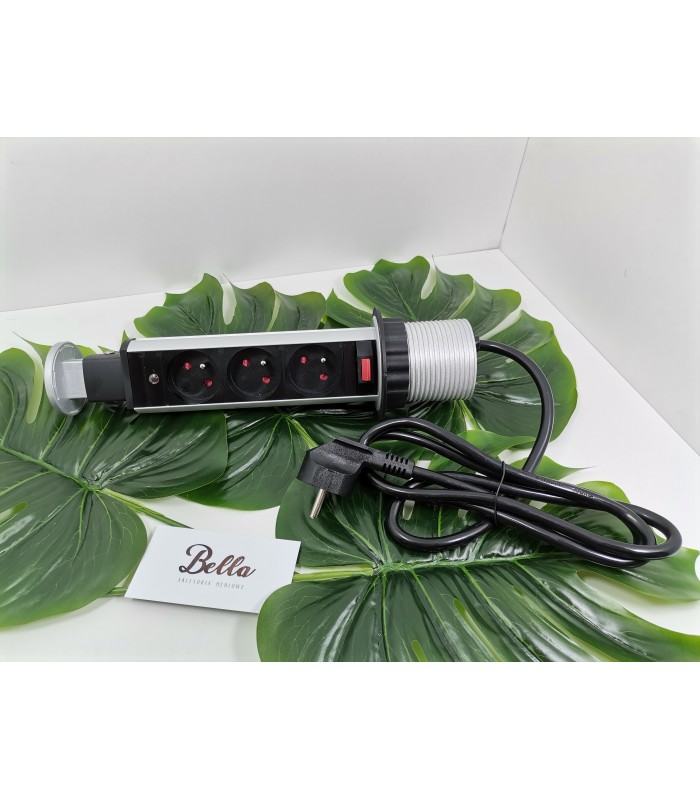 LIFT BOX ALUMINIUM fi 60mm, 3x gniazdo z bolcem, przewód 1,5m