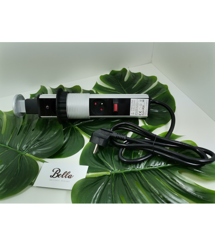 LIFT BOX ALUMINIUM fi 60mm, 3x gniazdo z bolcem, przewód 1,5m