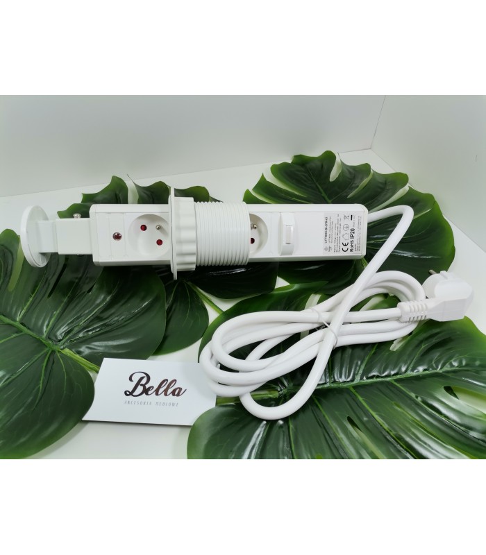 LIFT BOX biały fi60mm, 3x gniazdo z bolcem, przewód 1,5m