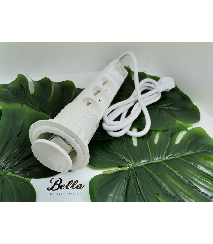 LIFT BOX biały fi60mm, 3x gniazdo z bolcem, przewód 1,5m