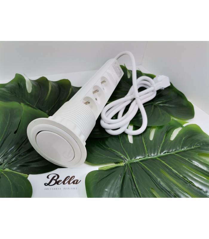 LIFT BOX biały fi60mm, 3x gniazdo z bolcem, przewód 1,5m