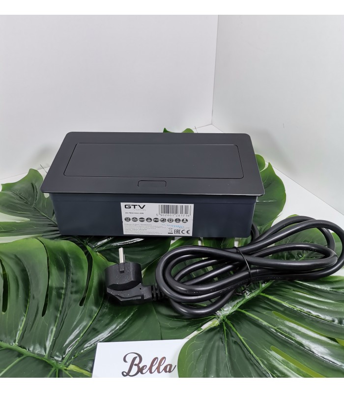 Przedłużacz SOFT czarny 3x gniazdo z uziemieniem, kabel zasilający z wtyczką, NOWY PANEL