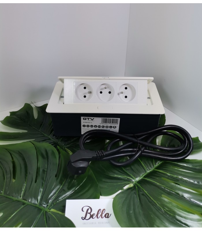 Przedłużacz SOFT biały 3x gniazdo z uziemieniem, kabel zasilający z wtyczką