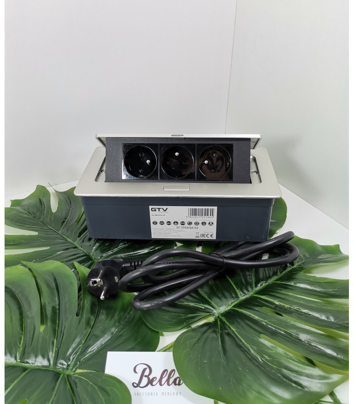 Przedłużacz SOFT aluminium 3x gniazdo z uziemieniem, kabel zasilający z wtyczką