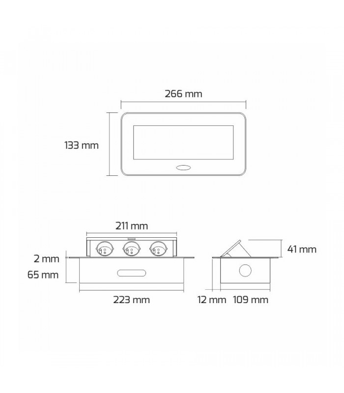 KOMBIBOX biały 3m przewód zasilający, 2 x gniazdo z bolcem + 2USB 5VDC 2,1A,