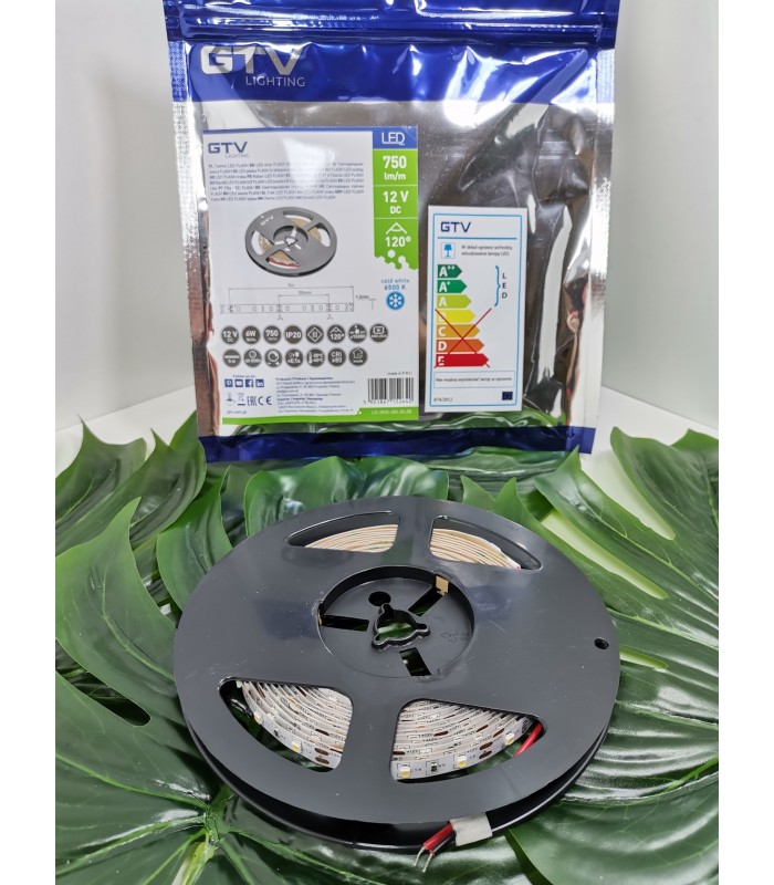 Flash 2835, 300 LED 30W zimny biały, bez żelu 8mm, rolka 5m, 12V