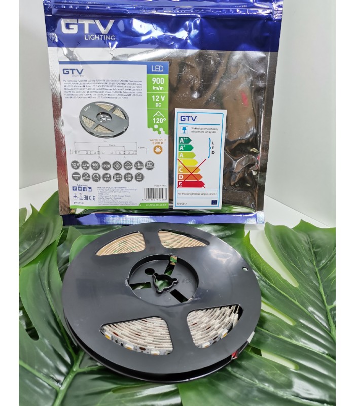 Flash 5050, 300 LED 72W ciepły biały, bez żelu 10mm, rolka 5m, 12V