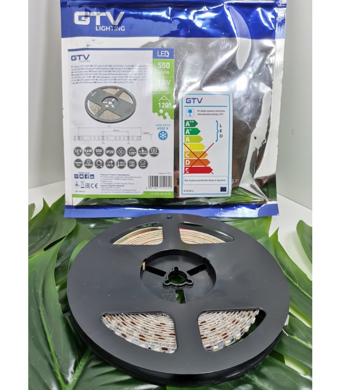 Flash 3528, 600 LED 48W zimny biały, bez żelu 8mm, rolka 5m, 12V