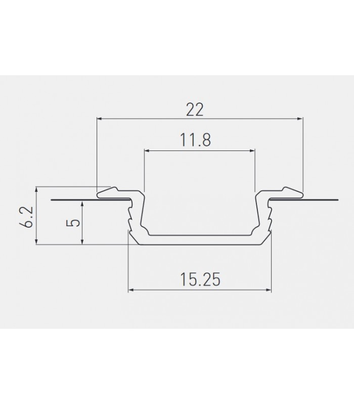 Profil 2m GLAX aluminium z kołnierzem wpuszczany