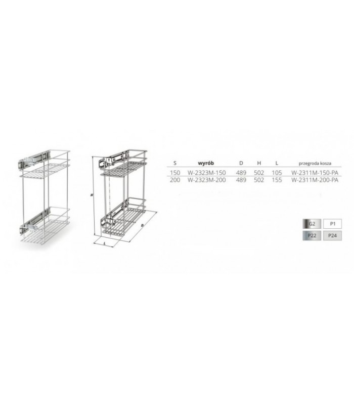 NOVUM 2-poziomy 200mm srebrne