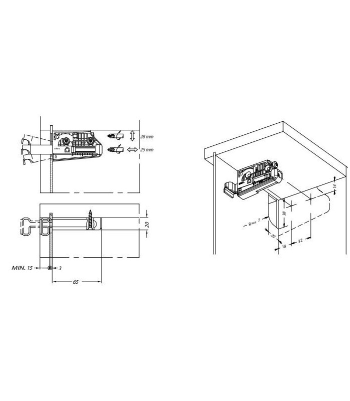 Zawieszka CAMAR do szaf górnych lewa 806 HAK Uni