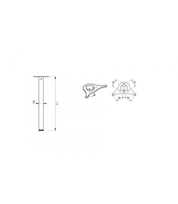 Noga meblowa Fi 60 H710 inox/stal szczotkowana