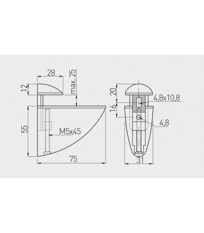 Podpórka półki PELIKAN 40 satyna
