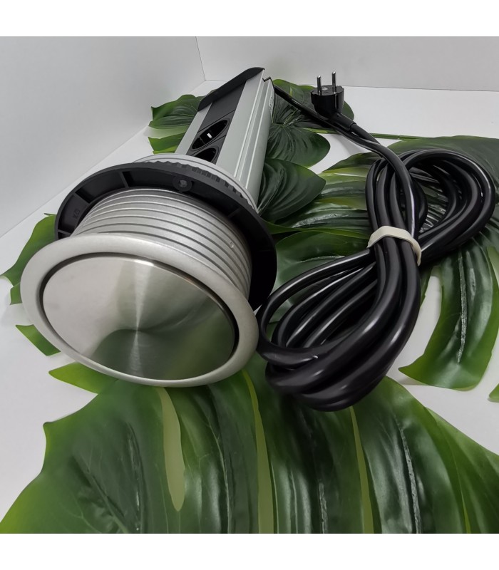 Przedłużacz PORT 3 gniazda, pokrywa stal nierdzewna