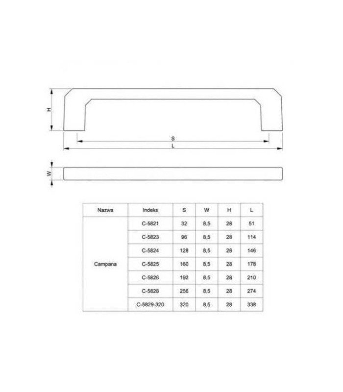 Uchwyt CAMPANA 96mm CZARNY MAT C-5823
