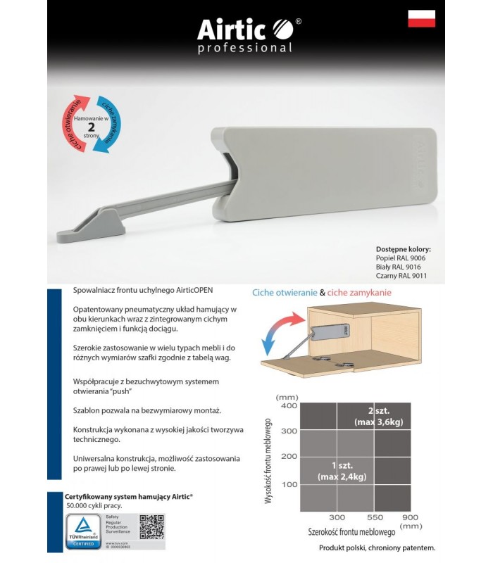 Podnośnik barkowy (rozwórka) Airtic OPEN szary