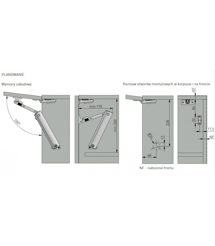Podnośnik MINILIFT Strong, bez spowalniacza, do frontów 5-6 kg