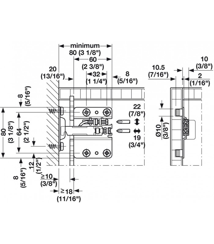 Zawieszka CAMAR do szaf dolnych PRAWA 807 udźwig 240kg/para , stal