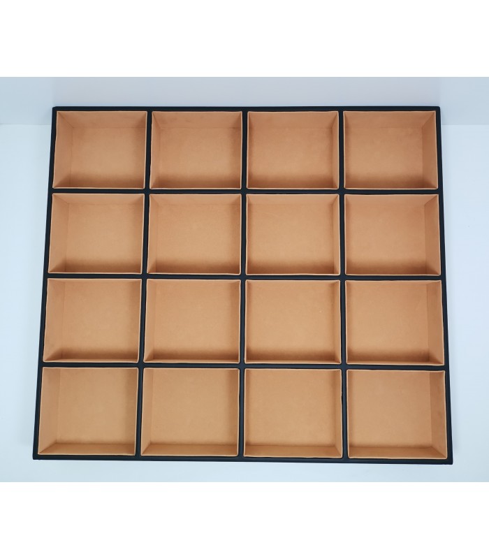 Wkład garderobiany A2 duży na akcesoria (520x460x58) skóra/aksamit czarny/pomarańczowy