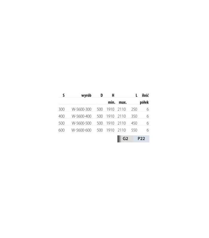 Cargo MAXI 6-półkowe do szafki 300mm chrom (wys. 1910mm-2110mm)
