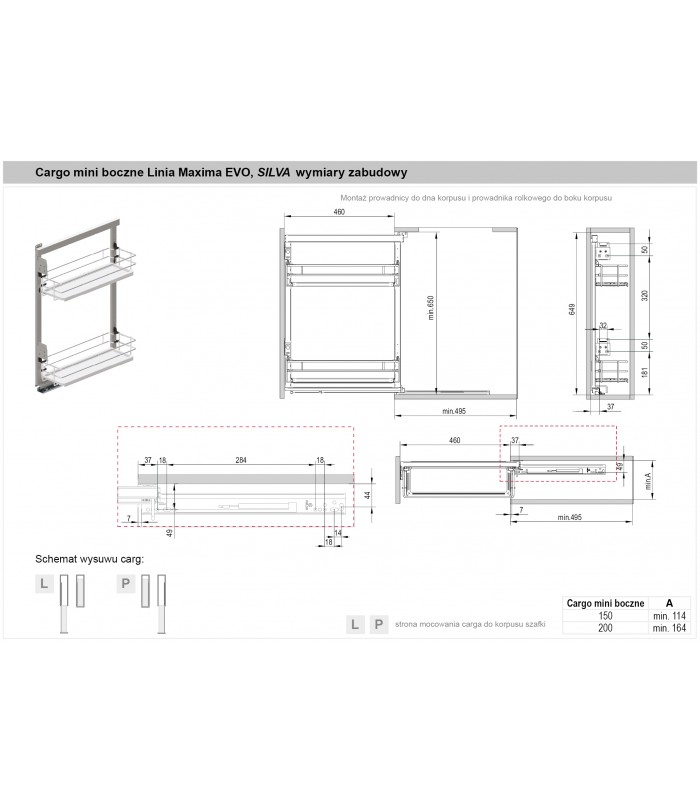 MAXIMA SILVA Cargo mini boczne 150 prawe grafit /chrom metal/mdf