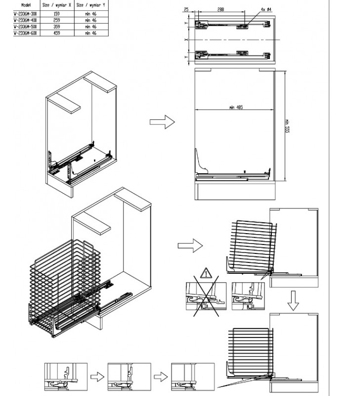 Cargo do bielizny 1-poziomowe 300 srebrne LINIA PRO
